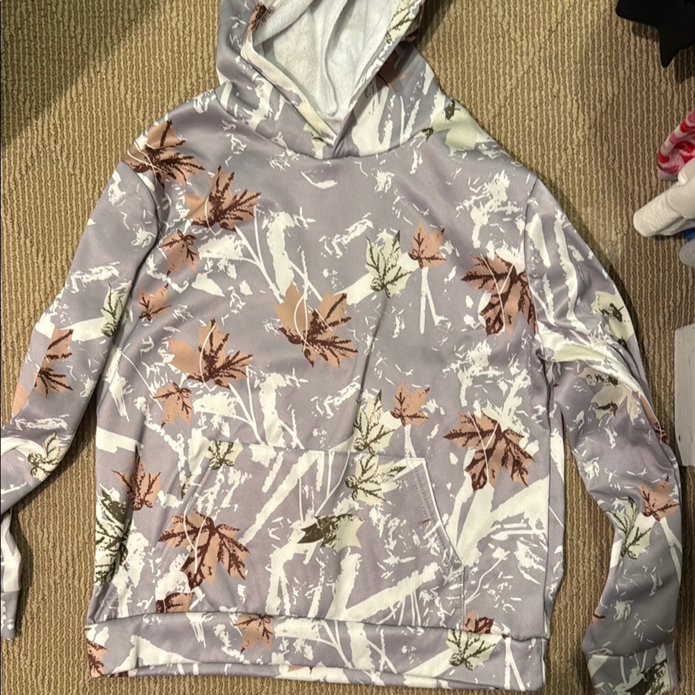 Amazon Essentials Women's Gray Floral Hoodie